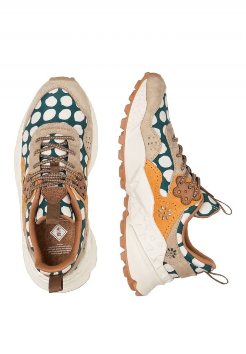 Flower Mountain Kotetsu Sneakers Dame Beige Grøn | PTR4681GK