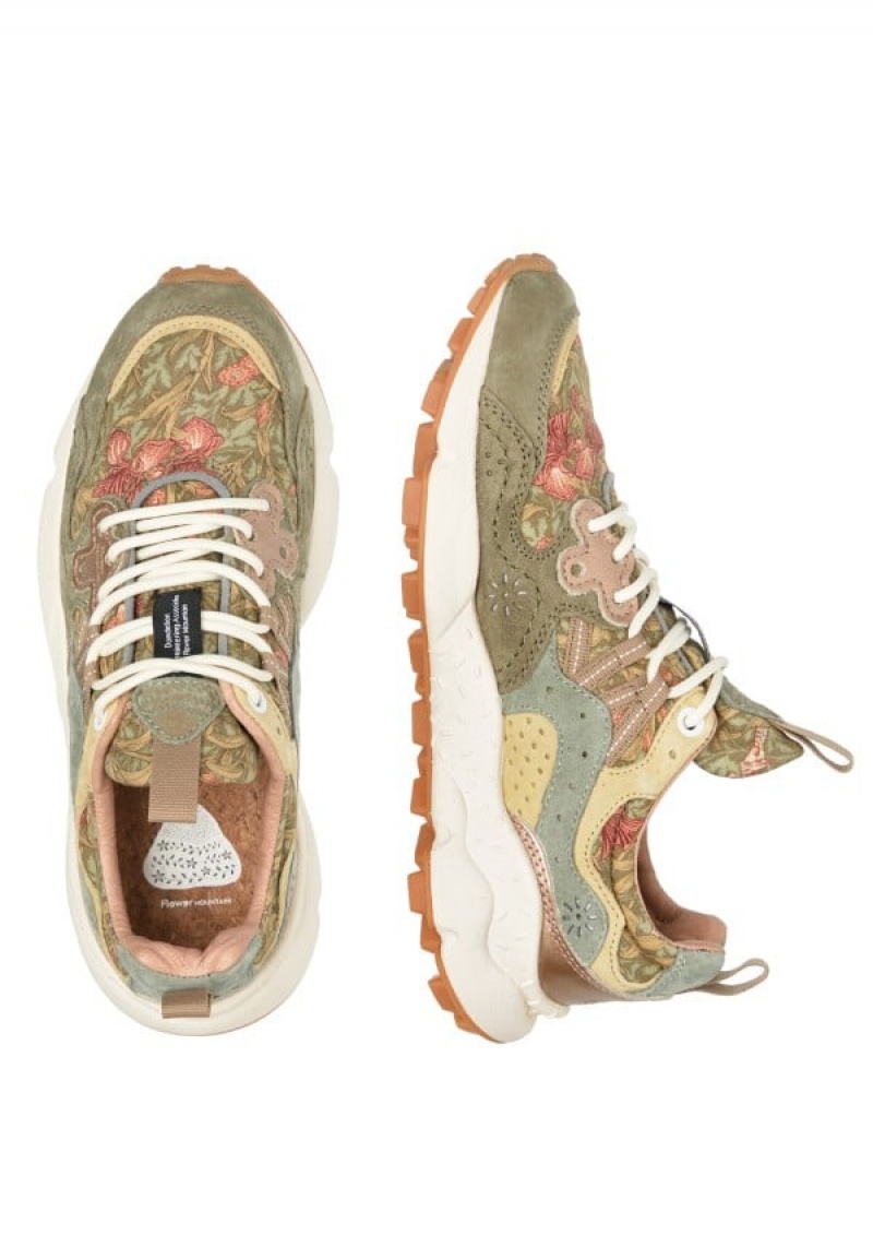 Flower Mountain Yamano 3 Sneakers Dame Grøn Beige | JOS1839XG