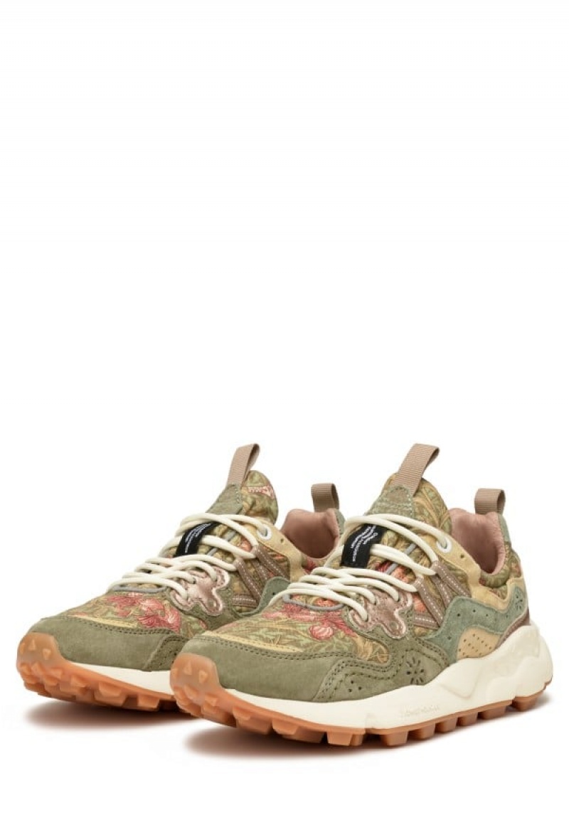 Flower Mountain Yamano 3 Sneakers Dame Grøn Beige | JOS1839XG