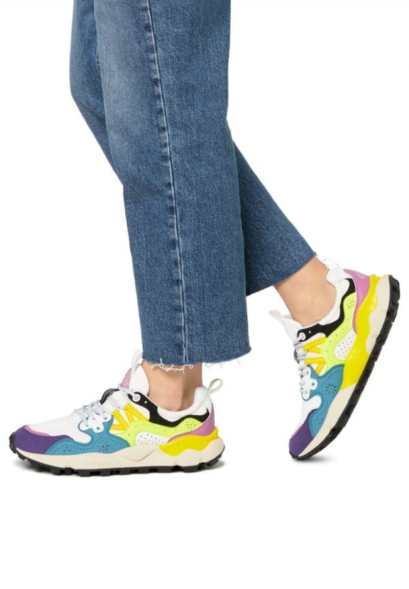 Flower Mountain Yamano 3 Uni Sneakers Herre Hvide Blå Gul | ZOY9459WQ